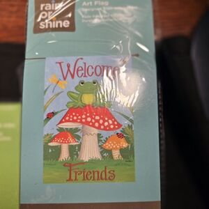 5 -Welcome Friends Garden Flag with Frog and Mushrooms Large Porch 28 X 40 Flag